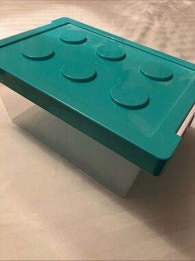 Teal Plastic Storage Box with Snap Lid - (LEGO design)